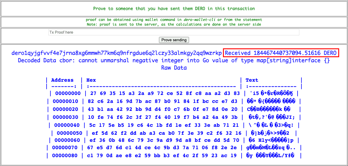 Page-built −1 DERO forged proof accepted by unpatched explorer